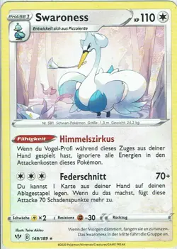 Pokemon Karte SWSH03 Flammende Finsternis Nr. 149/189 Swaroness - Image 1