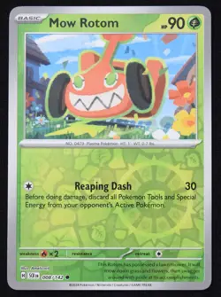 Pokemon TCG Mow Rotom 008/142 2024 Stellar Crown Reverse Holo Common Card - NM - Image 1