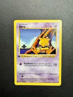 Pokemon Cards: Base Set 1st Edition Common: Abra 43/102 - Image 1