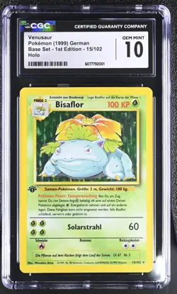 (PSA) CGC 10 Bisaflor (Venusaur) 1st Edition Base Set German Pokemon Card #15 - Image 1