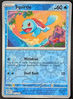 Squirtle 2023 Scarlet Violet 151 Cosmos Reverse Holo Pokemon Card 007/165 NM) - Image 1