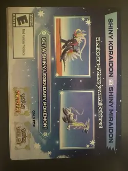 New Lot Of 3(ea) Pokemon Scarlet & Violet Shiny Koraidon Miraidon Code Cards. - Image 1