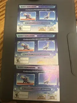 New Lot Of 3(ea) Pokemon Scarlet & Violet Shiny Koraidon Miraidon Code Cards. - Image 2