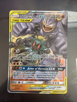 Pokemon TCG Marshadow & Machamp GX Holo Card 82/214 Sm-Unbroken Bonds - Image 1