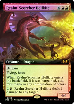MTG FOIL Realm-Scorcher Hellkite Extended Art - Wilds of Eldraine #350 - Image 1