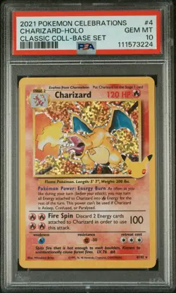 2021 Pokemon Celebrations Charizard Holo Rare 4/102 PSA 10 GEM MINT 💎 - Image 1
