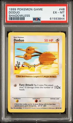 1999 POKEMON BASE SET SHADOWLESS #48 DODUO PSA 6 - Image 1