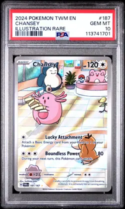 2024 POKEMON TWM EN-TWILIGHT MASQUERADE ILLUSTRATION RARE #187 CHANSEY PSA 10 - Image 1