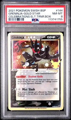 2021 POKEMON SWSH BLACK STAR PROMO #144 GRENINJA-GOLD STAR PSA 8 - Image 1