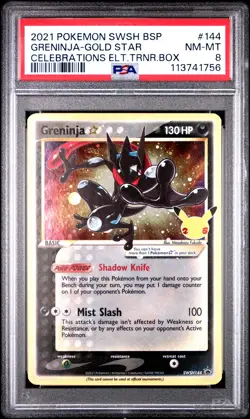 2021 POKEMON SWSH BLACK STAR PROMO #144 GRENINJA-GOLD STAR PSA 8 - Image 1