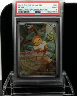Pokemon TCG Eevee Prismatic Evolutions ETB Promo Illustration Rare, PSA 9 - Image 1