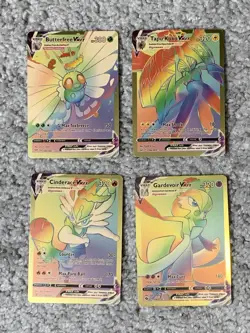 Set of 28 Pokemon Butterfree, Mew, Lapras & More Rainbow Gold Foil Fan Art NM! - Image 2