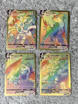 Set of 28 Pokemon Butterfree, Mew, Lapras & More Rainbow Gold Foil Fan Art NM! - Image 5