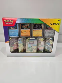 Pokemon TCG: 2023 Paldea Friends Mini Tin Costco 5 Pack New/Factory Sealed - Image 1