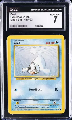 1999 POKEMON BASE SET #41/102 SEEL CGC 7 - Image 1