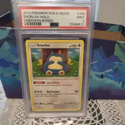 Pokemon Snorlax Card Unbroken Bonds 158/214 PSA 9 Mint - Image 1