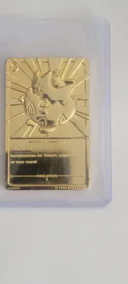 Vintage Pokemon Togepi Card Bar 24K Gold Plated 1999 Burger King BK - Image 1