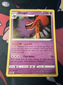Pokemon TCG Gengar Chilling Reign Holo Rare Card 057/198 NM Condition - Image 1