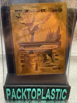Pokemon Mega Xerneas EX 800hp Gold Foil Fan Art Collector Card TCG P1 - Image 1