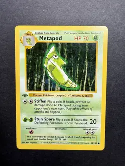 Pokemon Cards: Base Set 1st Edition Common: Metapod 54/102 - Image 1