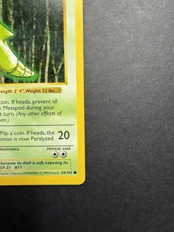 Pokemon Cards: Base Set 1st Edition Common: Metapod 54/102 - Image 4