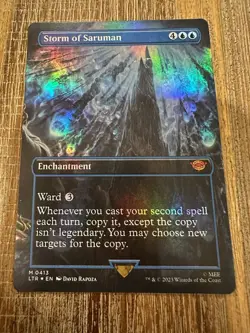 1x Storm of Saruman Borderless Foil MTG - LTR Tales of Middle Earth - 0413 - NM - Image 1