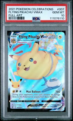 2021 POKEMON CELEBRATIONS #007 FULL ART/FLYING PIKACHU VMAX PSA 10 - Image 1