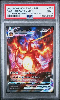 2022 POKEMON SWSH BLACK STAR PROMO #261 FULL ART/CHARIZARD VMAX PSA 9 - Image 1