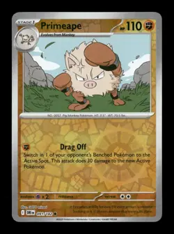 Primeape Reverse Holo Common SV10: Destined Rivals 091/182 NM Pokemon NM - Image 1