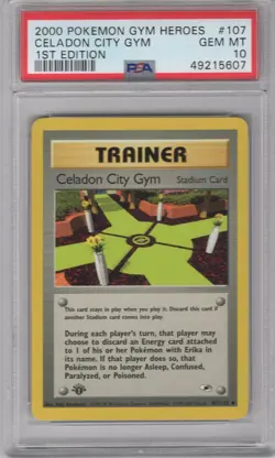 CELADON CITY GYM 2000 POKEMON GYM HEROES 1ST #107/132 PSA 10 GEM MINT **POP 36** - Image 1