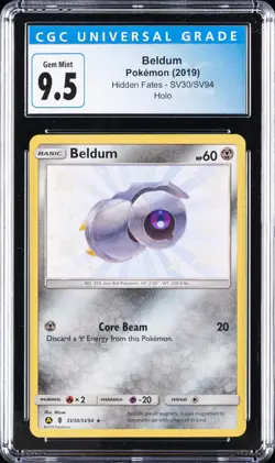 2019 POKEMON HIDDEN FATES, HOLO #SC30/SV94 BELDUM CGC 9.5 - Image 1