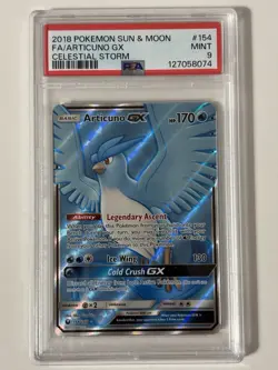PSA 9 2018 Pokemon Sun & Moon Articuno GX Celestial Storm Graded #154 - Image 1
