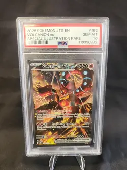 2025 POKEMON JOURNEY TOGETHER SPECIAL ILLUSTRATION RARE #182 VOLCANION EX PSA 10 - Image 1