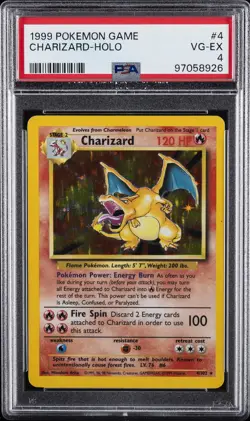 1999 POKEMON BASE SET UNLIMITED #4 CHARIZARD-HOLO PSA 4 - Image 1