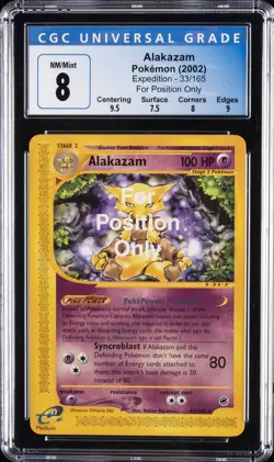 2002 POKEMON EXPEDITION - FOR POSITION ONLY #33/165 ALAKAZAM CGC 8 - Image 1