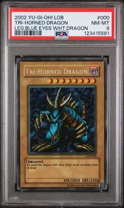 2002 Yu-Gi-Oh! Tri-Horned Dragon LOB-000 Secret Rare PSA 8 Original FADED WAVY - Image 1