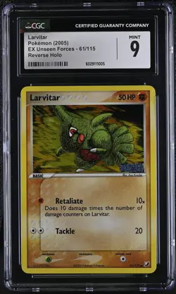 CGC 9 Larvitar EX Unseen Forces 61/115 Reverse Holo STAMPED Pokemon Card - Image 1