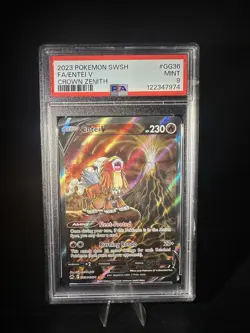 Entei V GG36/GG70 Pokemon Crown Zenith Full Art Holo Graded Card PSA 9 MINT - Image 1