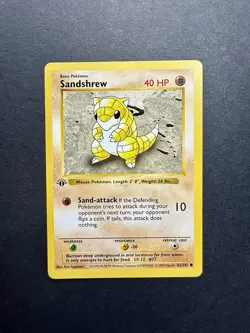 Pokemon Cards: Base Set 1st Edition Common: Sandshrew 62/102 - Image 1