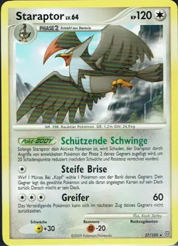 Pokemon Karte Trading Card Game D&P Sturmtief Nr. 27/100 Staraptor - Image 1