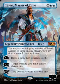 MTG English Borderless Teferi, Master of Time NM Foil Magic 2021 Core Set - Image 1
