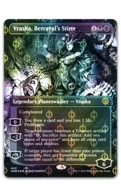 Vraska, Betrayal's Sting (Borderless) (Step-and-Compleat Foil) LP Phyrexia - Image 1