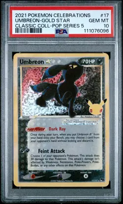 2021 POKEMON CELEBRATIONS CLASSIC COLL #17 UMBREON-GOLD STAR PSA 10 - Image 1