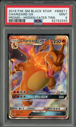 2019 Pokemon Hidden Fates Charizard GX Black Star Promo #SM211 PSA 9 MINT - Image 1
