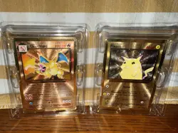 Pokemon Celebrations Gold Metal Charizard & Pikachu Cards 25th Anniversary Base - Image 1