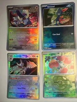 Pokemon TCG Prismatic Evolutions Masterball Holo Lot of 4 Cards Noctowl & More - Image 1