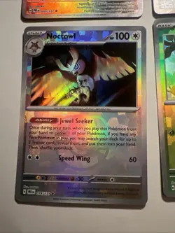 Pokemon TCG Prismatic Evolutions Masterball Holo Lot of 4 Cards Noctowl & More - Image 5