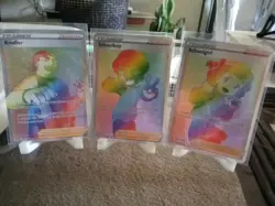 THREE Pokemon Rainbow Secret Rare Trainer Mixed Lot Sword & Shield Near Mint - Image 1