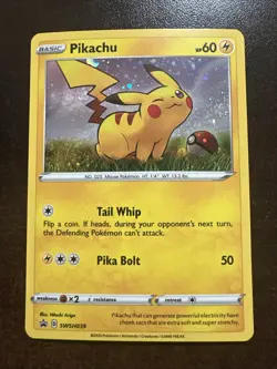 Pikachu SWSH039 Cosmos Holo SWIRL NM Pokemon TCG Sword & Shield Black Star Promo - Image 1