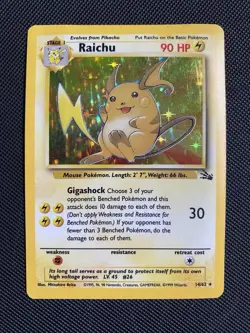 Pokemon Fossil Set - Raichu 14/62 Holo - WOTC - MP - Image 1